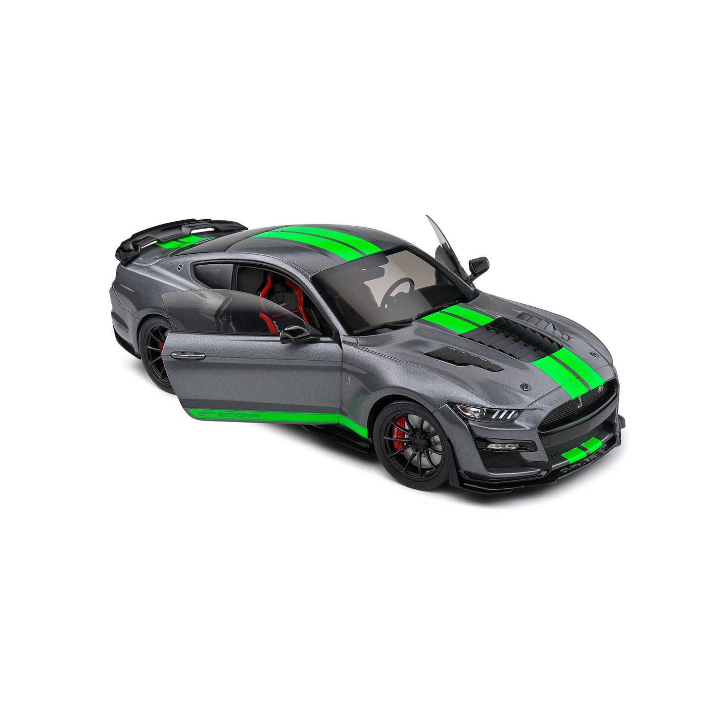 Mô hình xe Solido 1/18 Ford Mustang Shelby GT500 – Carbonized Grey / Neon Green Stripes – 2020