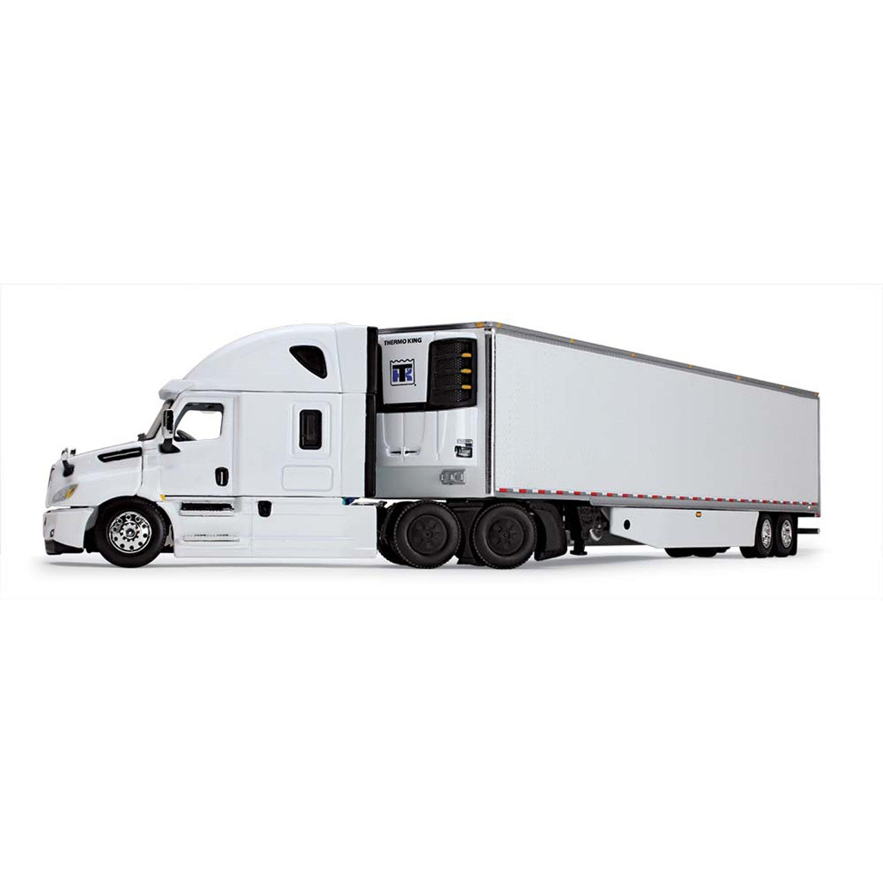 Mô hình xe DCP 1:64White/White Freightliner 2018 Cascadia & 53' Utility Trailer With Thermo King Reefer 60-1054