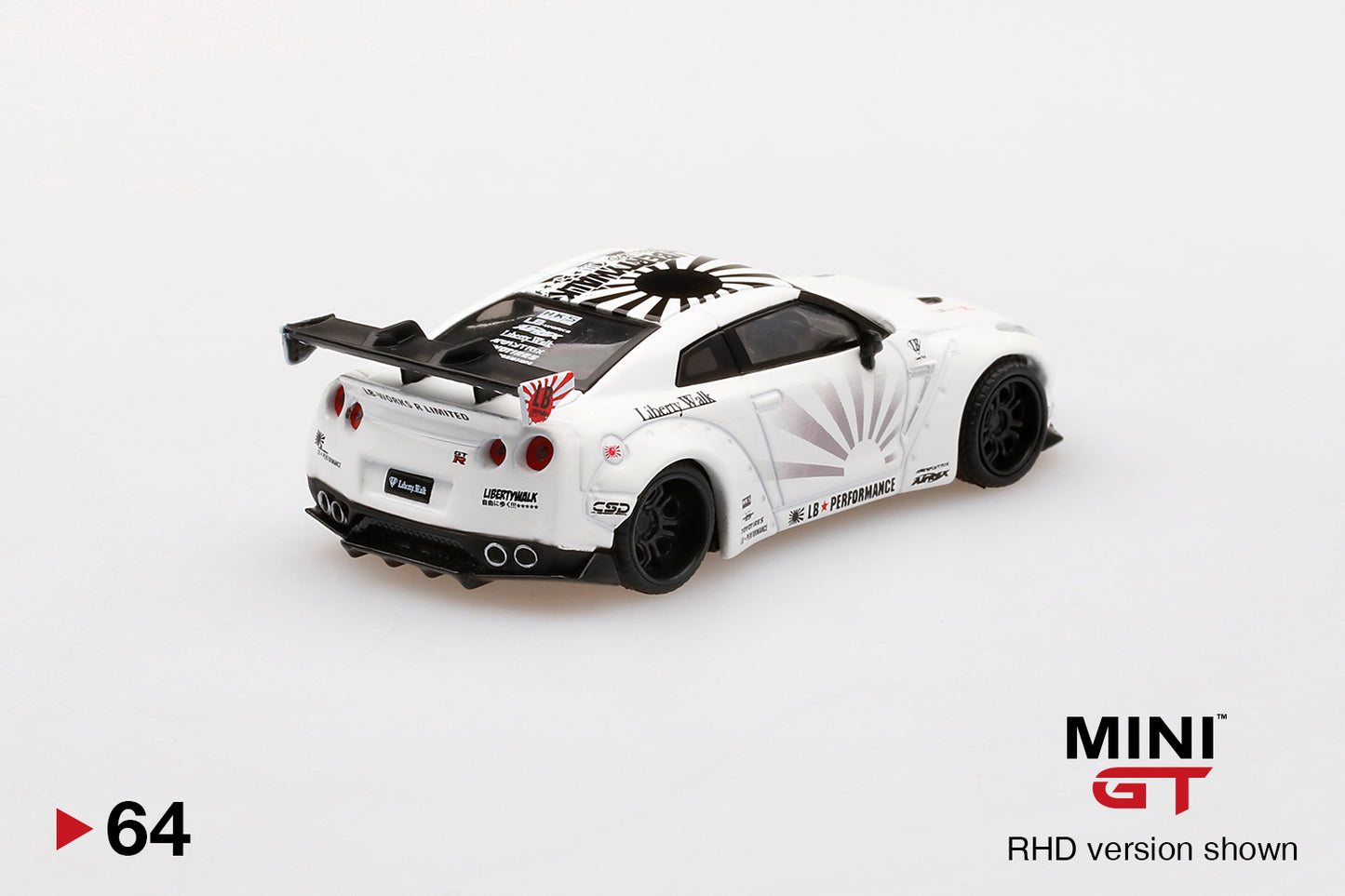 Mô hình xe Mini GT 1:64 LB★WORKS Nissan GT-R (R35) Type 1 , Rear Wing ver 1+2 White - MGT00064