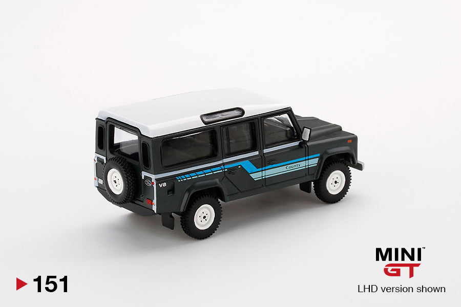Mô hình xe Mini GT 1:64 Land Rover Defender 110 1985 County Station Wagon Grey - MGT00151