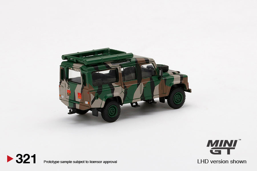 Mô hình xe Mini GT 1:64 Land Rover Defender 110 Malaysian Army - MGT00321