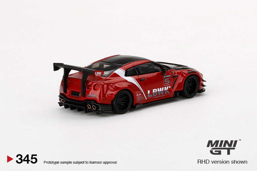 Mô hình xe Mini GT 1:64 LB★WORKS Nissan GT-R R35 Type 2, Rear Wing ver 3 , LB Work Livery 2.0 Red - MGT00345