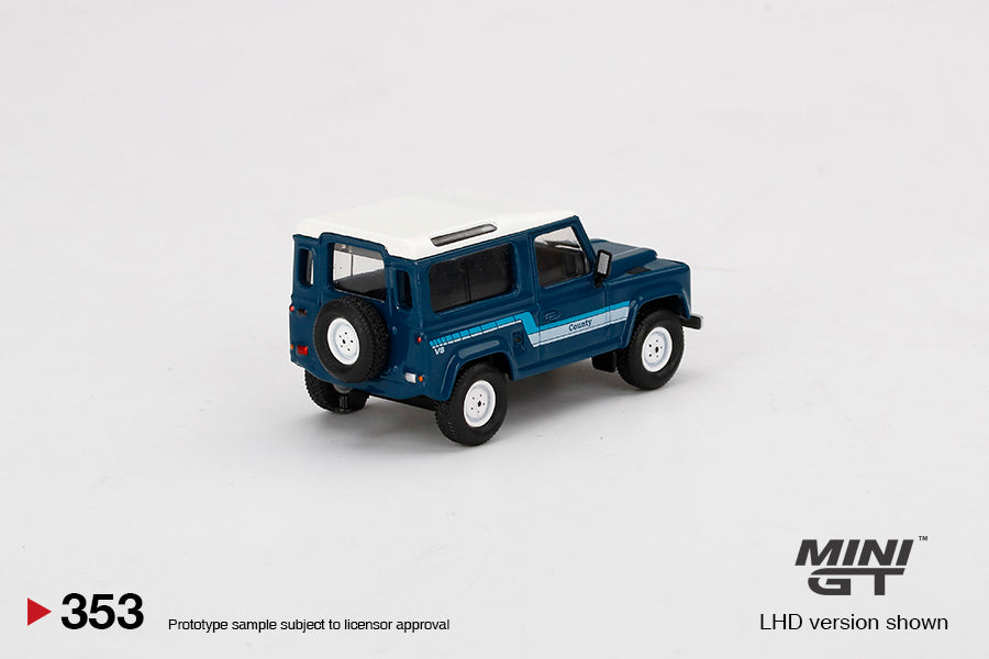 Mô hình xe Mini GT 1:64 Land Rover Defender 90 County Wagon Stratos Blue - MGT00353