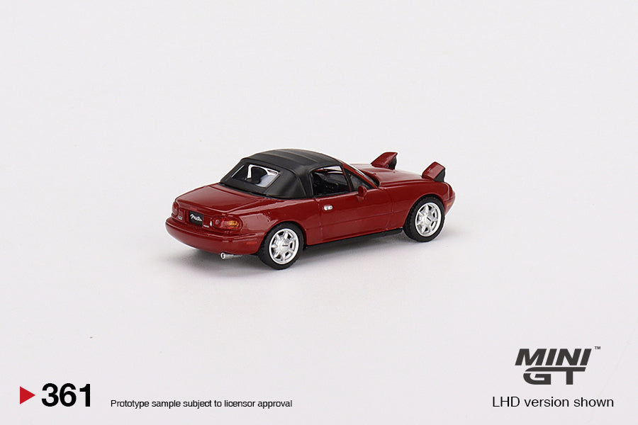Mô hình xe Mini GT 1:64 Mazda Miata MX-5 (NA) Classic Red Headlight Up / Soft Top - MGT00361