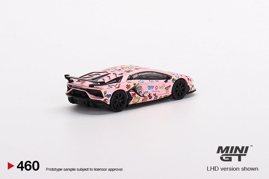 Mô hình xe Mini GT 1:64 Lamborghini Aventador SVJ Baby Pink MINI GT give 2022 HK Edition - MGT00460