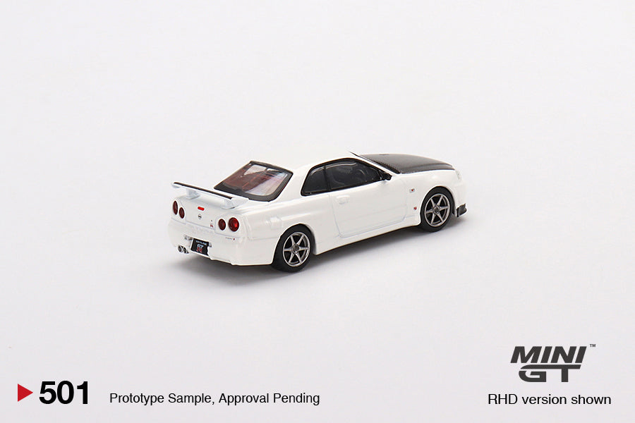 Mô hình xe Mini GT 1:64 Nissan Skyline GT-R (R34) V-Spec II N1 White - MGT00501