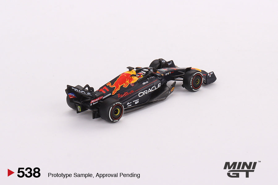 Mô hình xe Mini GT 1:64 Oracle Red Bull Racing RB18 #11 Sergio Pérez 2022 Abu Dhabi Grand Prix 3rd Place - MGT00538