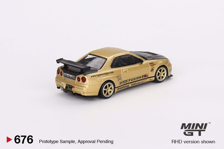 Mô hình xe Mini GT 1:64 Nissan Skyline GT-R (R34) Top Secret Top Secret Gold - MGT00676