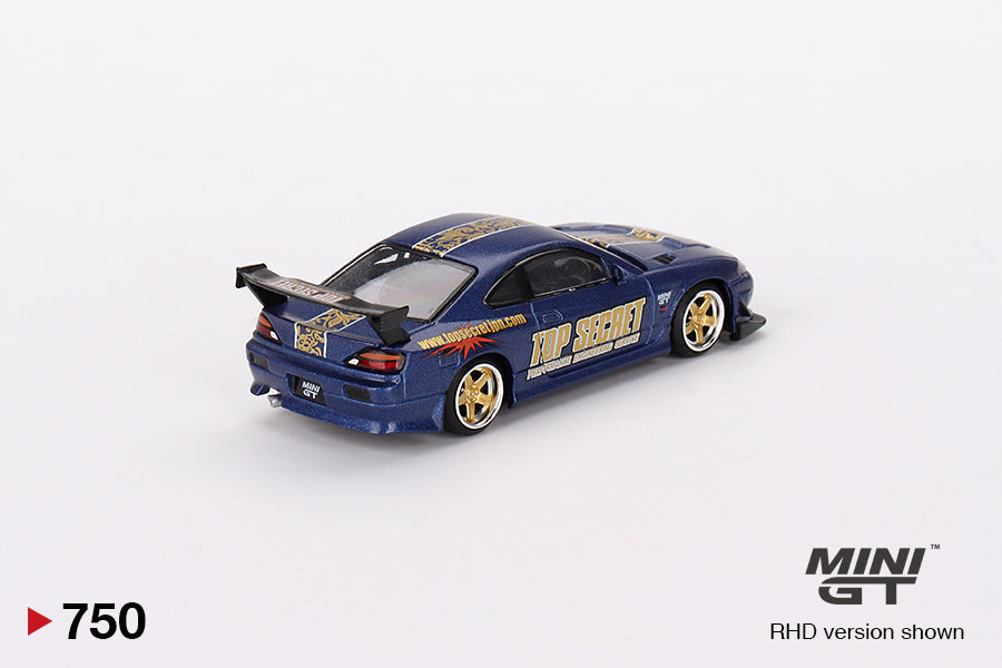Mô hình xe Mini GT 1:64 Nissan Silvia (S15) Top Secret Matte Blue w/ Gold Accent 2024 One Night in Malaysia Exclusive - MGT00750