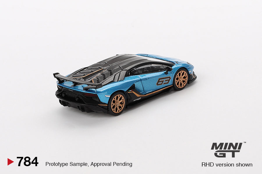 Mô hình xe Mini GT 1:64 Lamborghini Aventador SVJ 63 Blu Aegir - MGT00784