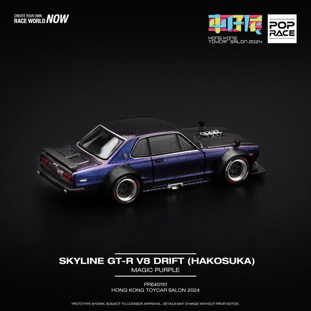 [HÀNG CÓ SẴN] Inbox shop  Mô hình xe POPRACE 1:64 Skyline GT-R V8 Drift Hong Kong Toycar Salon 2024 PR640151