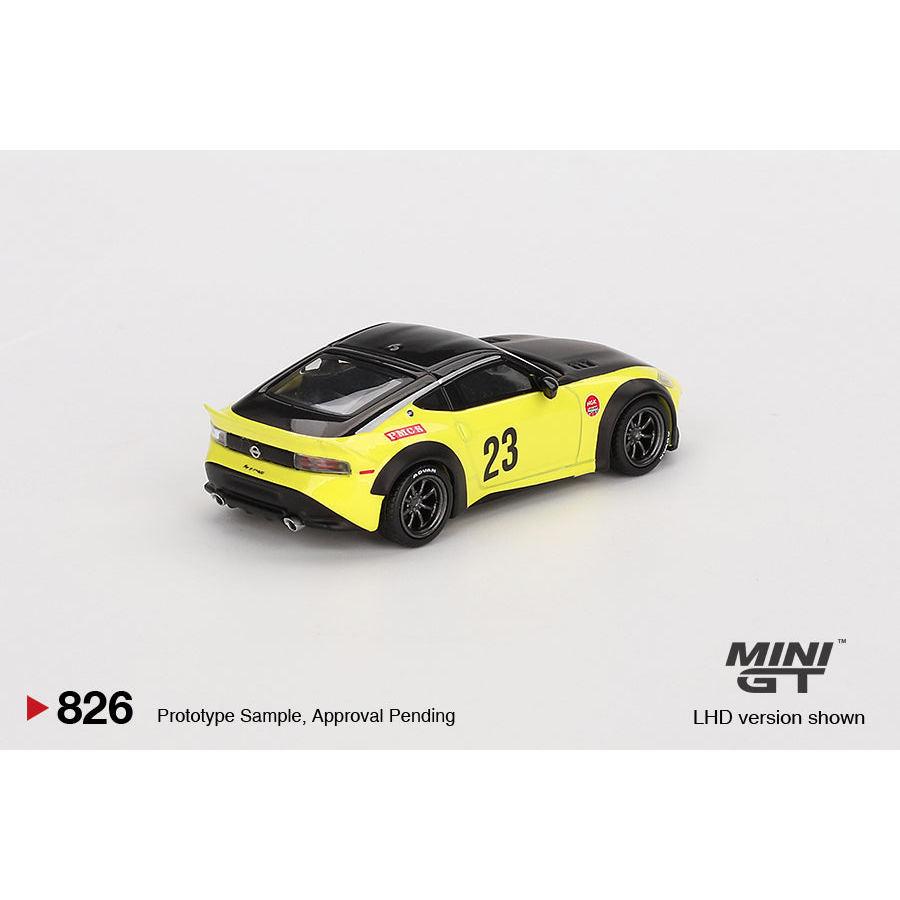[HÀNG CÓ SẴN] Mocus Mô hình xe Mini GT 1:64 Nissan Z LBNATION WORKS Ikazuchi Yellow 826