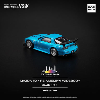 [HÀNG CÓ SẴN] Inbox shop  Mô hình xe POPRACE 1:64 Mazda Rx7 Re Amemiya Wide Body Blue Tokyo Auto Salon PR640169