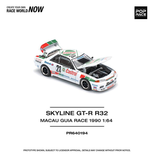 [HÀNG CÓ SẴN] Mô hình xe POPRACE 1:64 GT-R R32 MACAU GUIA RACE 1990 WINNER PR640194