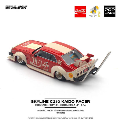 [HÀNG CÓ SẴN] Mô hình xe POPRACE 1:64 SKYLINE C210 KAIDO RACER (BOSOZOKU STYLE) - COCA COLA JP PR640135