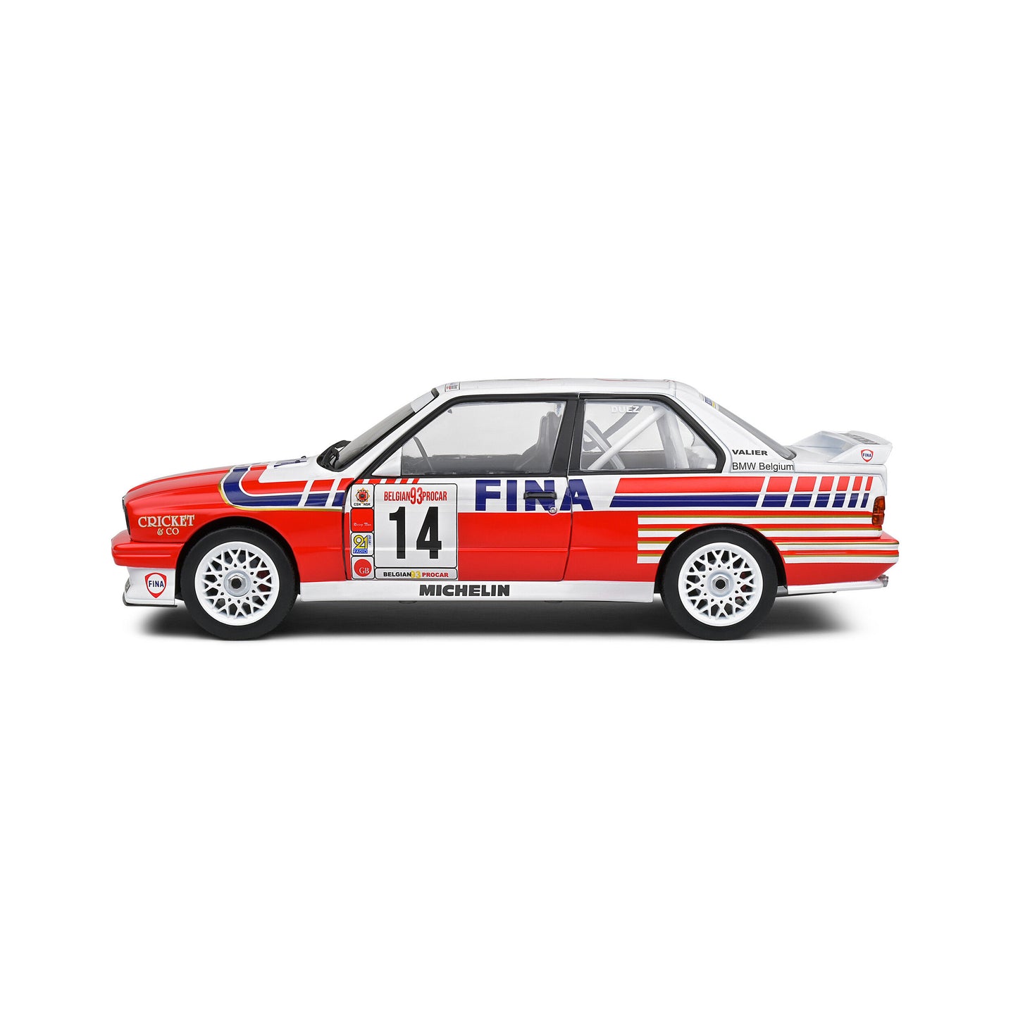 Mô hình xe Solido 1/18 BMW E30 M3 – Belgium Procar – 1993 – #14 Duez