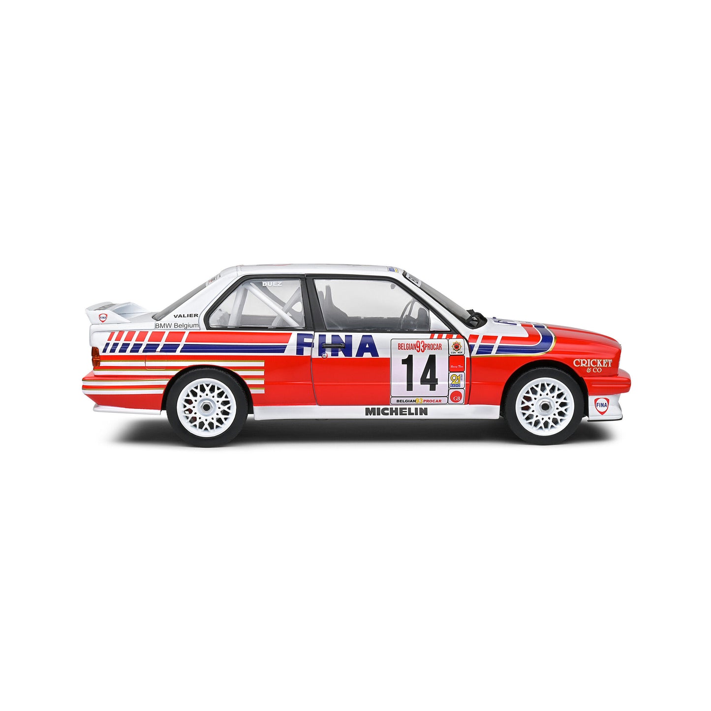 Mô hình xe Solido 1/18 BMW E30 M3 – Belgium Procar – 1993 – #14 Duez
