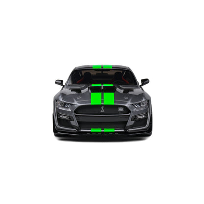 Mô hình xe Solido 1/18 Ford Mustang Shelby GT500 – Carbonized Grey / Neon Green Stripes – 2020