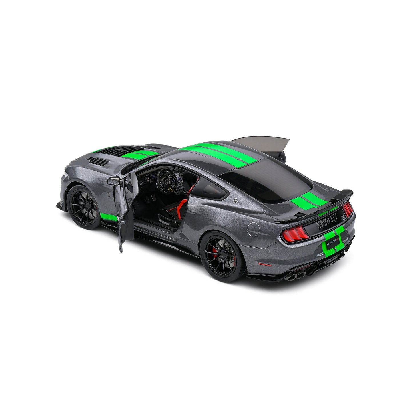 Mô hình xe Solido 1/18 Ford Mustang Shelby GT500 – Carbonized Grey / Neon Green Stripes – 2020