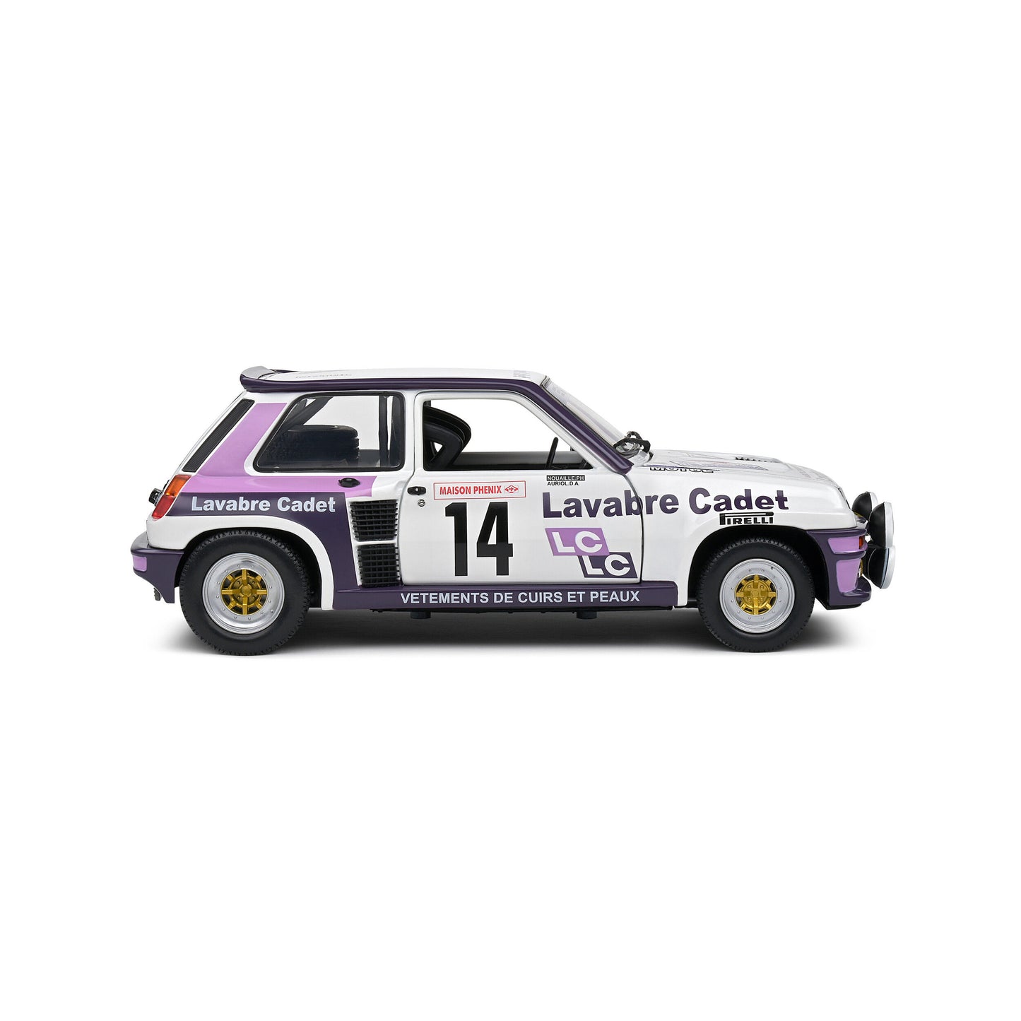 Mô hình xe Solido 1/18 Renault 5 Turbo – Rallye Lyon Charbonnière – 1983 – #14 Auriol/Nouaille