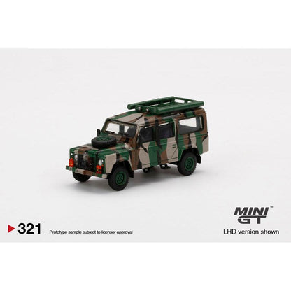 [HÀNG CÓ SẴN] Mocus Mô hình xe Mini GT 1:64 Land Rover Defender 110 Malaysian Army 321