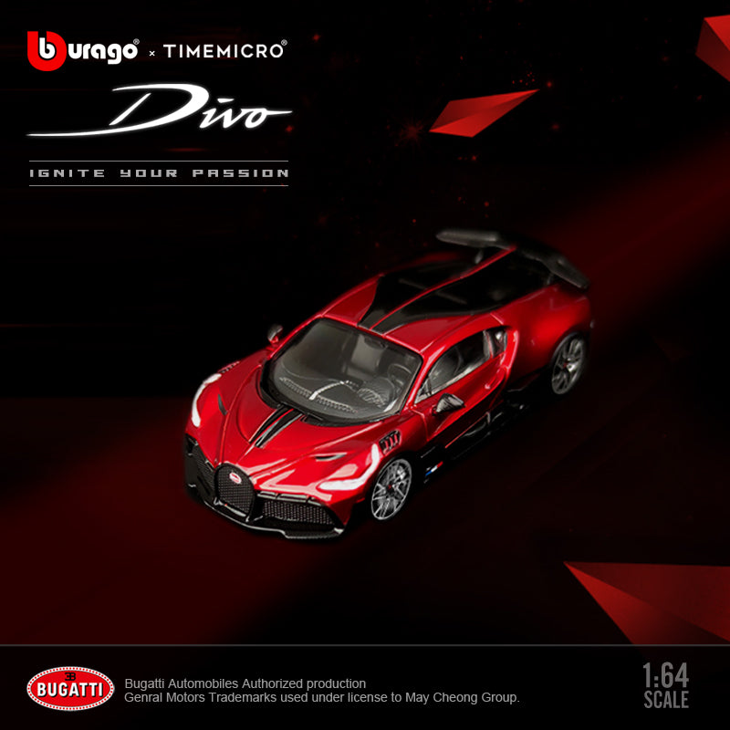 Mô hình xe Bugatti Divo Metallic Red 1:64 Time Micro góc chính diện