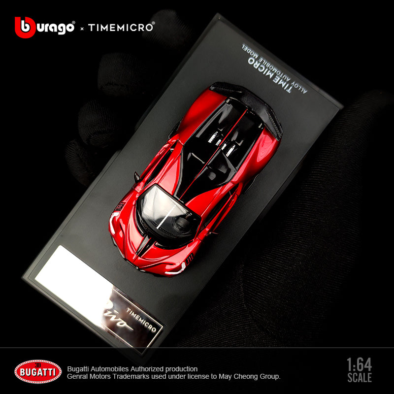 Mô hình xe Bugatti Divo Metallic Red 1:64 Time Micro góc nghiêng bên trái