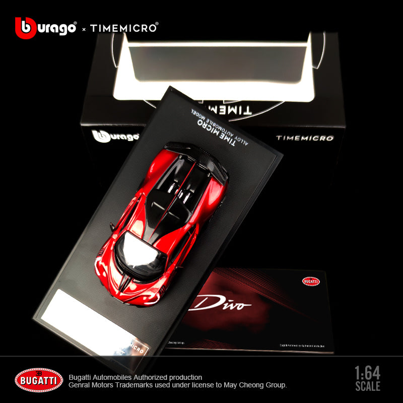 Mô hình xe Bugatti Divo Metallic Red 1:64 Time Micro góc nghiêng bên phải