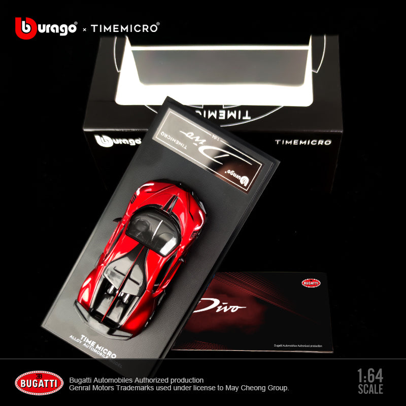 Mô hình xe Bugatti Divo Metallic Red 1:64 Time Micro gầm xe