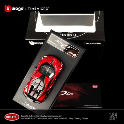 Mô hình xe Bugatti Divo Metallic Red 1:64 Time Micro gầm xe