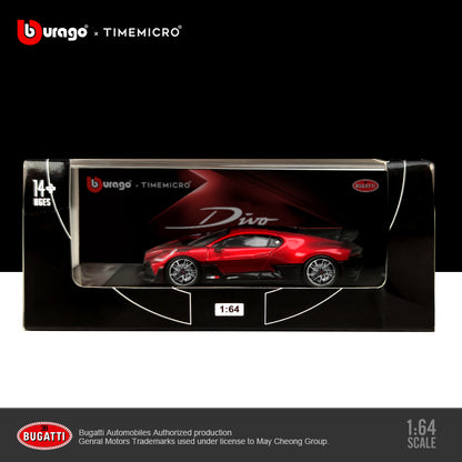 Mô hình xe Bugatti Divo Metallic Red 1:64 Time Micro nhìn từ trên xuống