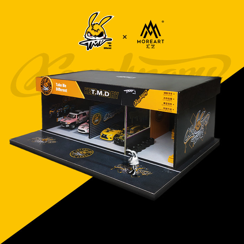 Mô hình diorama Trendy Brand Modification Shop Scene 1:64 MOREART góc nghiêng bên phải