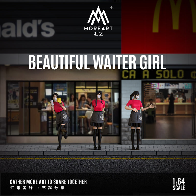 Góc nhìn trực diện bộ mô hình nữ bồi bàn tỉ lệ 1:64