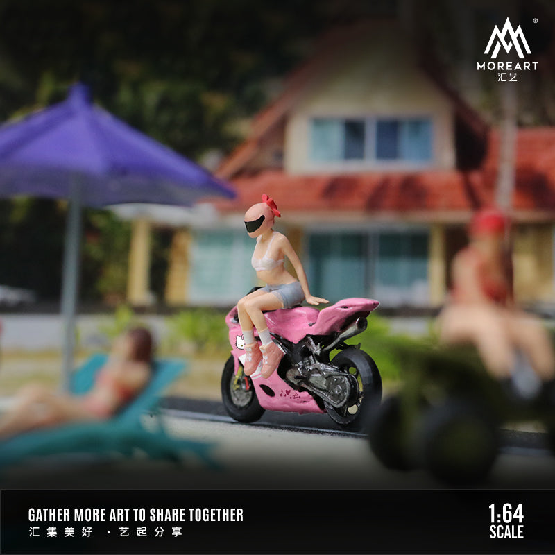 Mô tô và cô gái Pink Motorcycle Girl Outfit tỉ lệ 1:64
