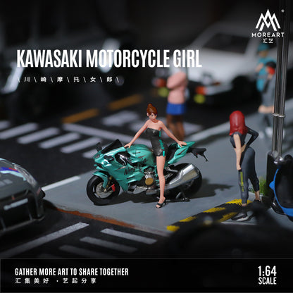 Mô hình diorama Kawasaki Motorcycle Girl Doll 1:64 nhìn từ trên xuống