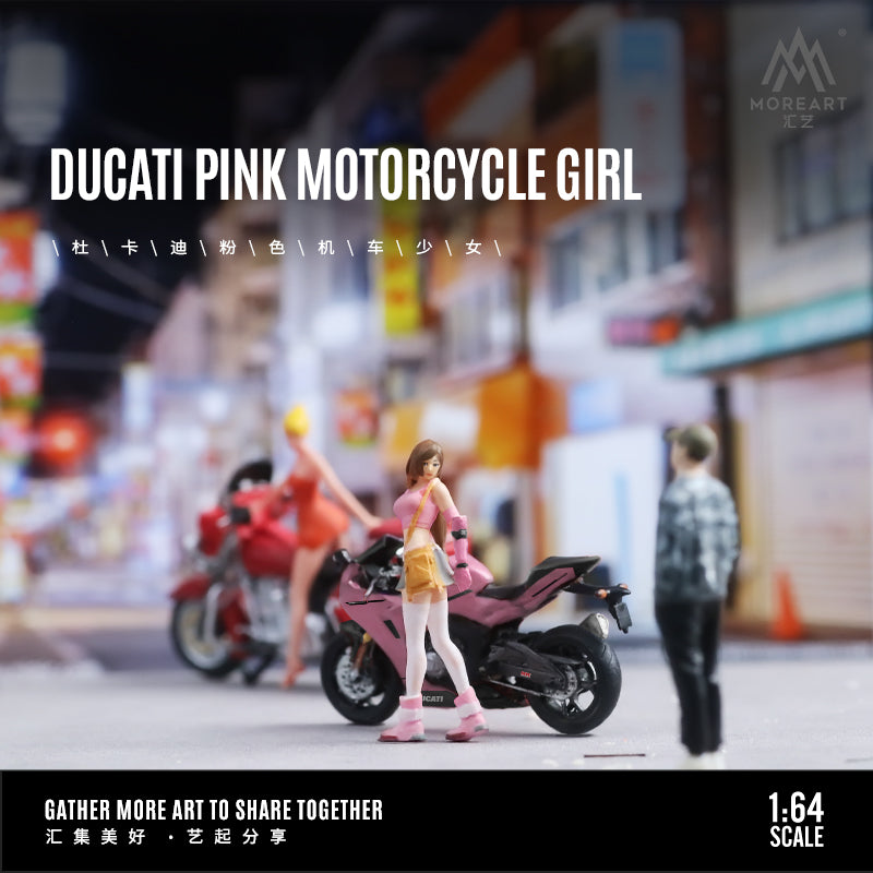 Mô hình diorama Ducati Pink Motorcycle Girl 1:64 MoreArt