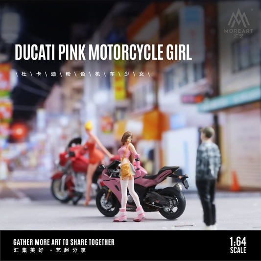 Mô hình diorama Ducati Pink Motorcycle Girl 1:64 MoreArt
