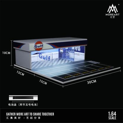 Diorama Gulf Oil Shop tỉ lệ 1:64 có đèn LED