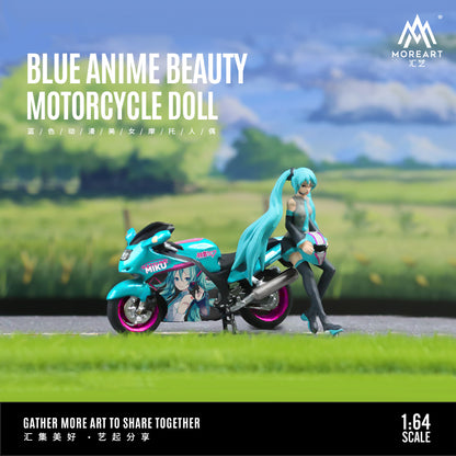 Mô hình diorama Anime Girl Motorcycle Blue góc trước