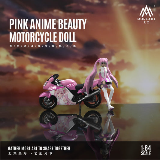 Mô hình diorama Anime Girl Motorcycle Pink góc trước