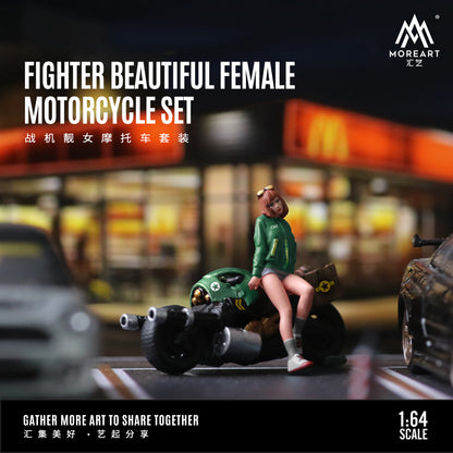 Mô hình diorama Fighter Jet and Motorcycle Doll Set MOREART 1:64