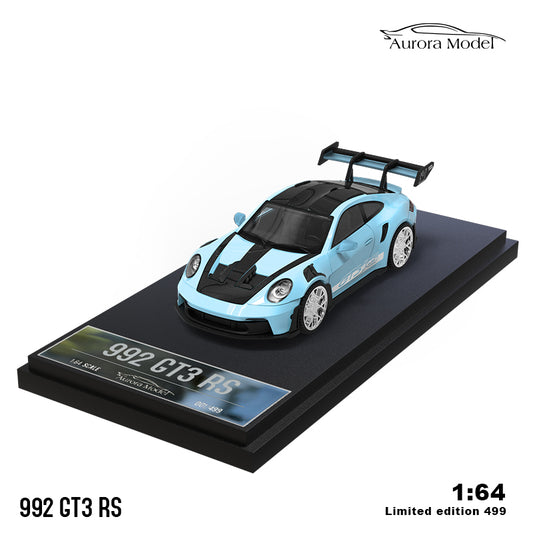 Mô hình xe Porsche 992 GT3 RS Masson Blue AURORA MODEL tỉ lệ 1:64
