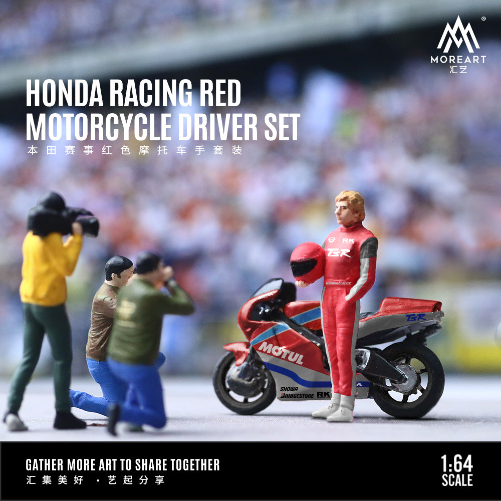 Mô hình diorama Honda Racing Red Motorcycle Rider Figure Set 1:64