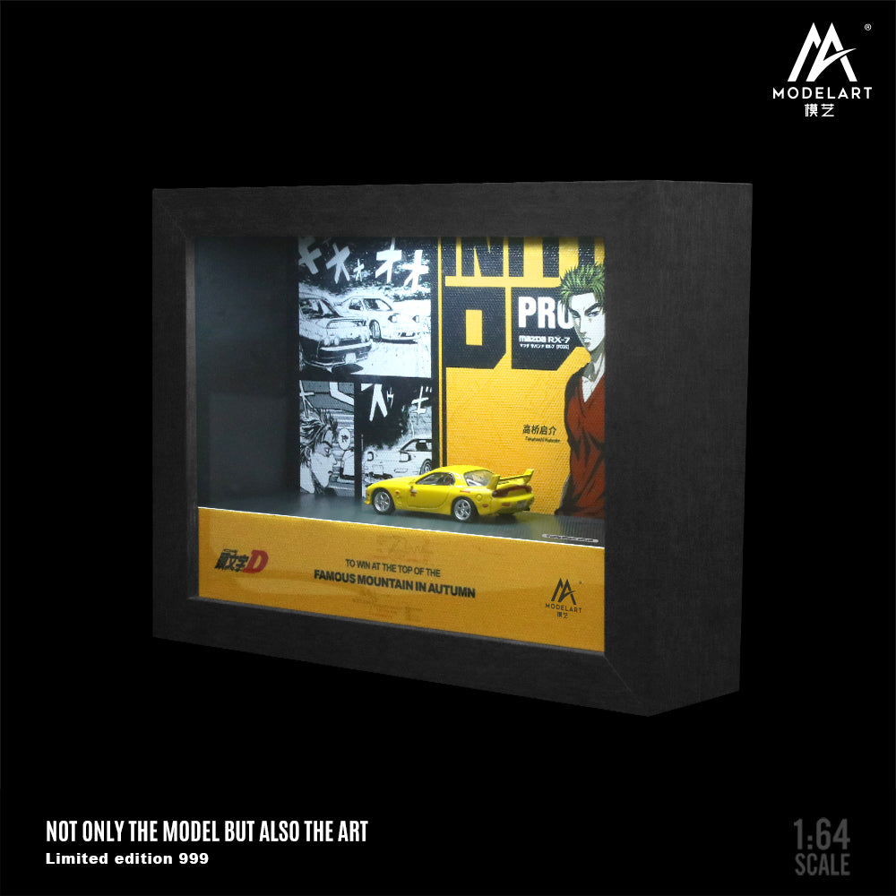 Góc nghiêng xe Mazda RX-7 Yellow tỉ lệ 1:64