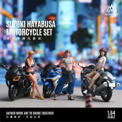 Toàn cảnh diorama Suzuki Hayabusa trắng MoreArt 1:64