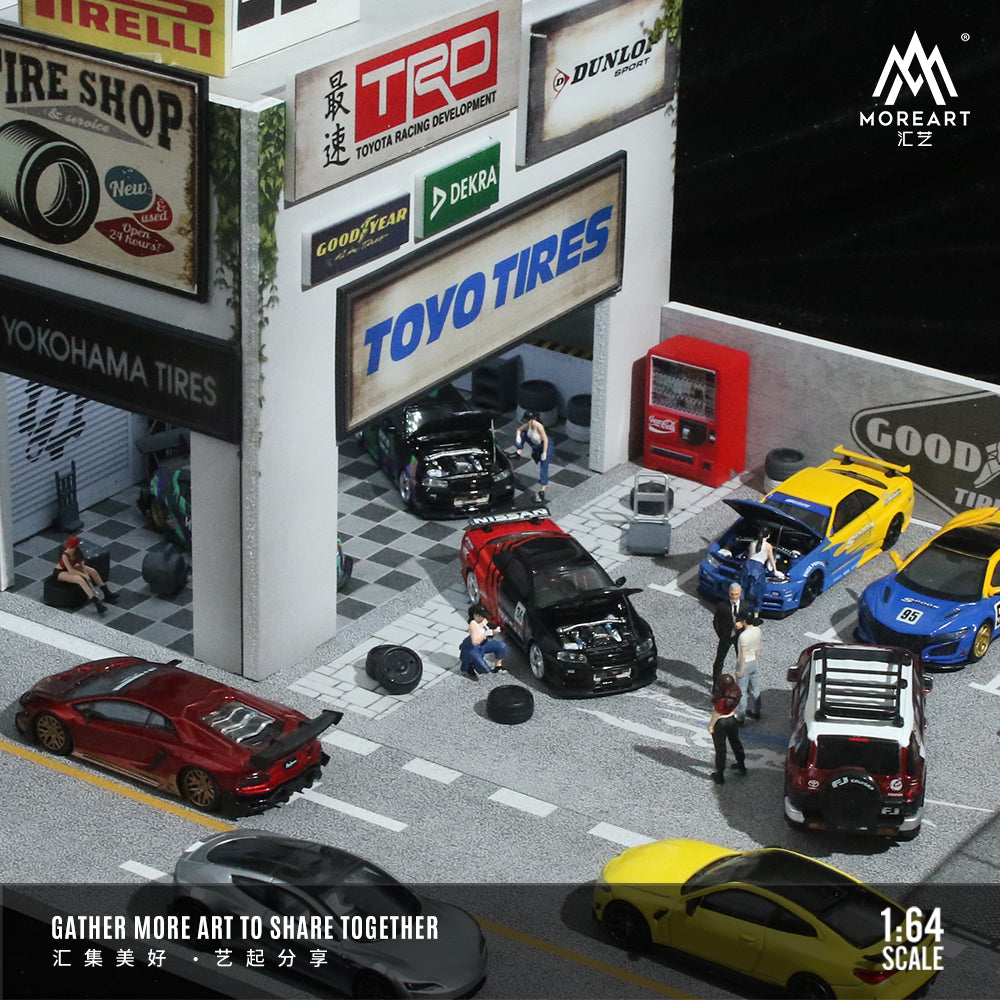 Chi tiết xe trong diorama Retro Car Repair Shop