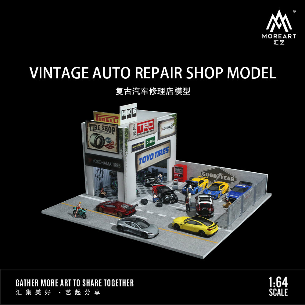 Ánh sáng diorama Retro Car Repair Shop
