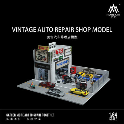 Ánh sáng diorama Retro Car Repair Shop