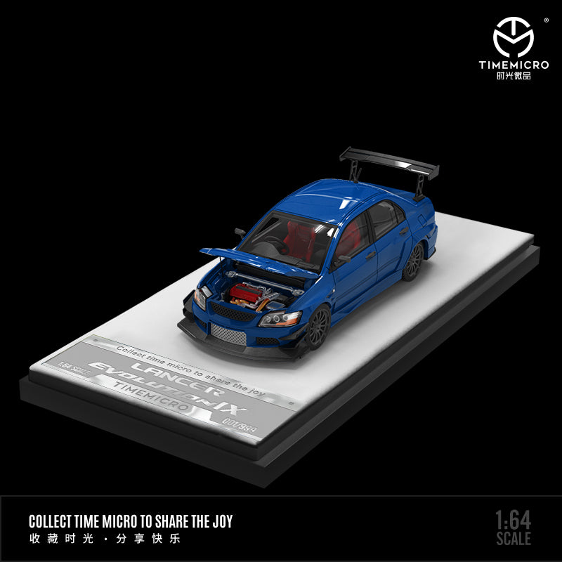 Góc nghiêng xe Mitsubishi EVO 9 Blue Time Micro 1:64