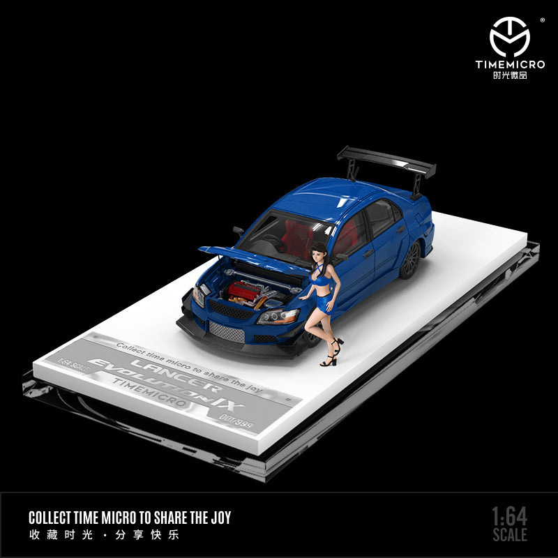 Góc trước xe Mitsubishi EVO 9 Blue Doll Time Micro 1:64